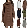 thumbnail image 1 of Meichang Womens Turtleneck Oversized Sweater Dress Chunky Long Sleeve Cable Knit Sweater Dresses Casual Fall Loose Short Pullover Sweater Dress, 1 of 6