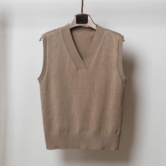 Meichang Womens V Neck Sweater Vest Oversized Sleeveless Knit Tops Fall Winter Solid Loose Fit Overlapping Cuff Sweater Vest