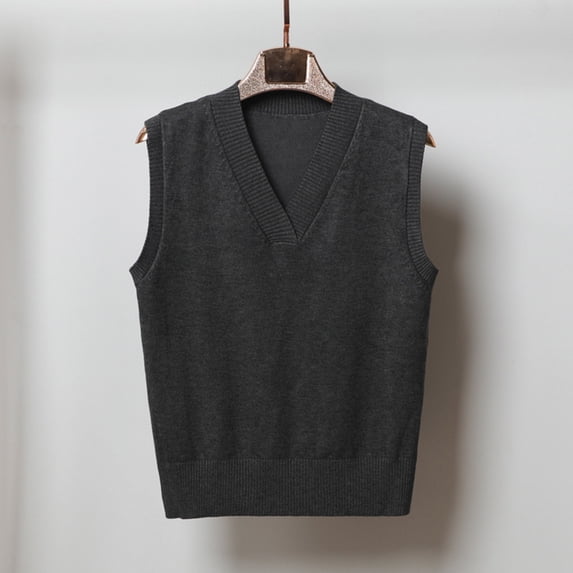 Meichang Womens V Neck Sweater Vest Oversized Sleeveless Knit Tops Fall Winter Solid Loose Fit Overlapping Cuff Sweater Vest