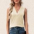 thumbnail image 1 of Meichang Womens V Neck Tank Tops Dressy Summer Sleeveless Shirts Casual Loose Tunic Tops Solid Color Basic Blouses Soft Work T Shirts, Beige XL, 1 of 9