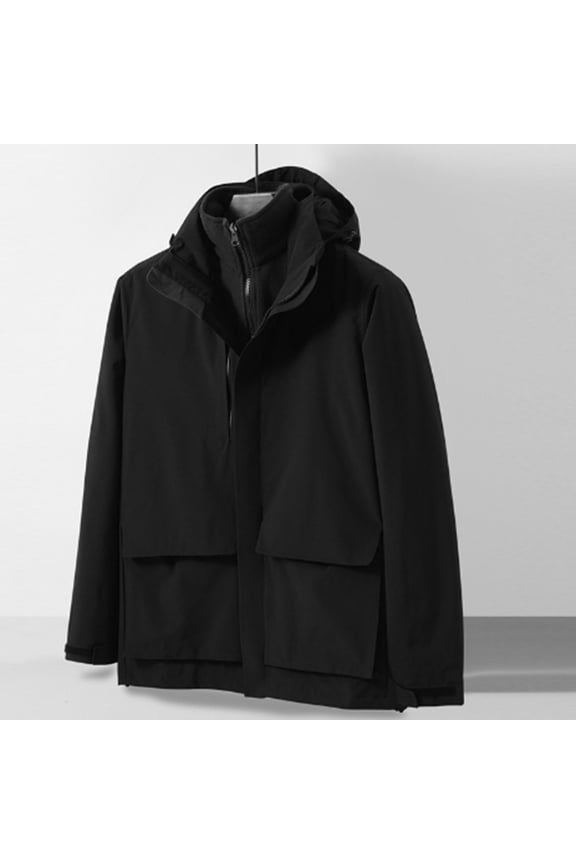 Womens Zip Up Jackets 3 In 1 Detachable Liner Fleece Windproof Waterproof Winter Coat Plus Size Anoraks With Hood