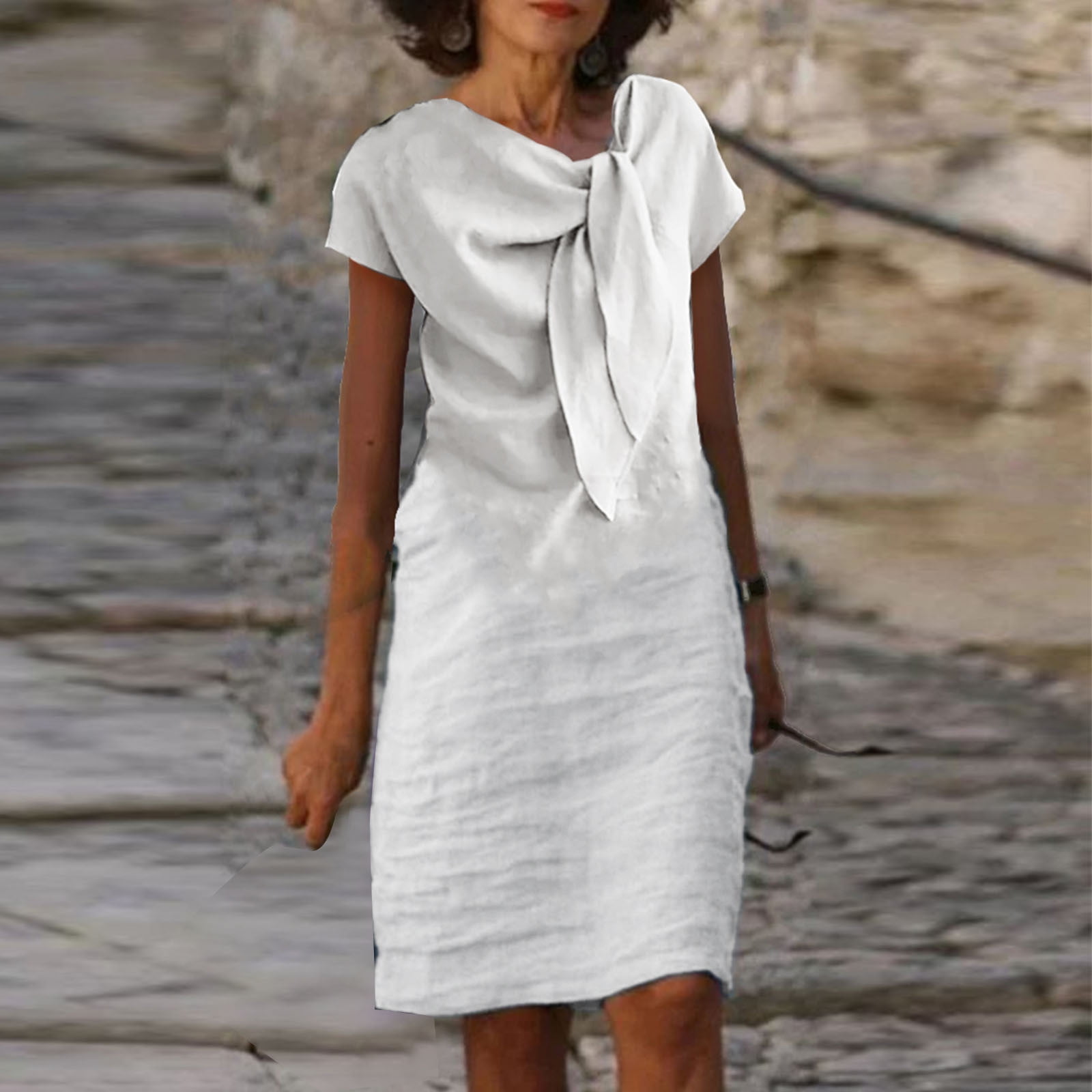 chinese dress ladies White Royal Toscana Linen Dress
