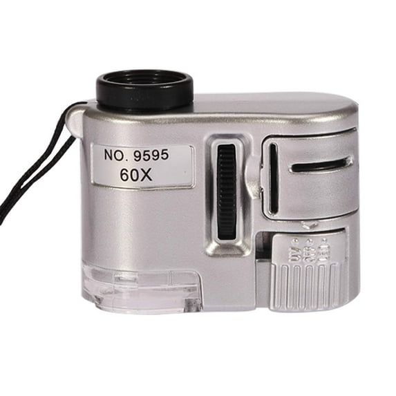 Meichoon 60X Handheld Magnifying Glass,Mini Microscope with UV Currency Detector Lamp,Pocket Jeweler Magnifier with LED Light for Textile Optical Jewelry Coins Tool