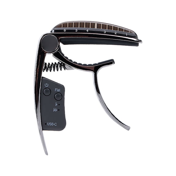 Meideal TC50 2-in-1 Guitar Capo Tuner Rechargeable Zinc Alloy LED Display for Acoustic Classical Bass Black