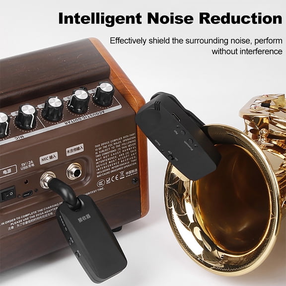 Meideal Wireless Saxophone Microphone System UHF Clip-on Mic for Wind Instruments, 164ft Range, Rechargeable