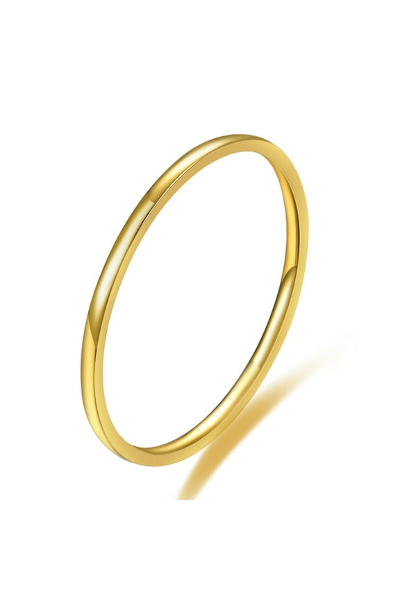 1mm Titanium Steel Womens Plain Band Knuckle Stacking Midi Ring Silver/Gold Color All-match Decorative Glittery Simple Couple Thin Ring for Anniversary Size 4 to 10