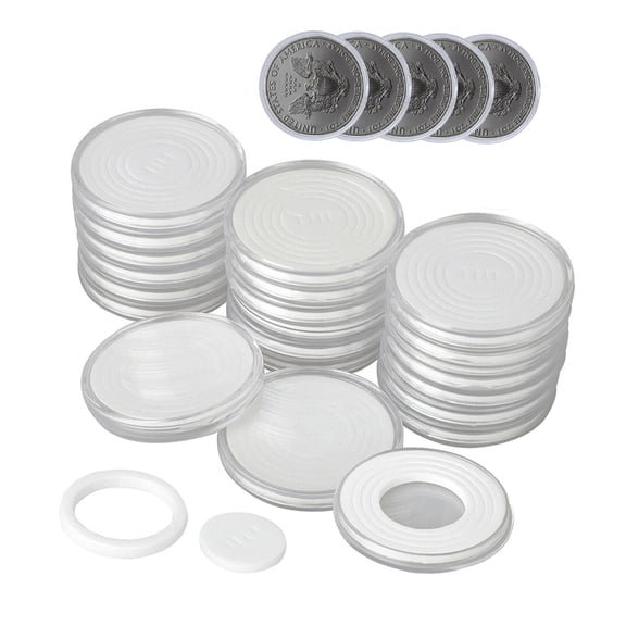 Meidiya 20 Pieces 46mm Coin Holder Clear Coin Capsules Plastic Storage Organizer Box for Coin Collection Supplies Coin Holders for Collectors