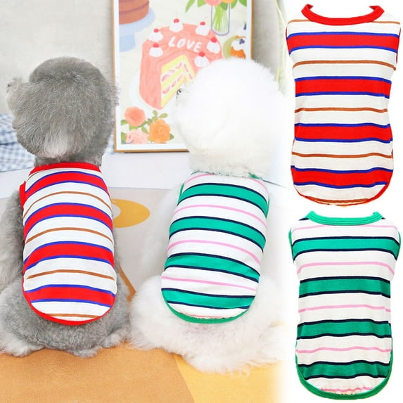 Meidiya 2Pack Dogs Shirts Clothes Striped Cotton Dog T-Shirts Soft Tank Top Classic Cute Pet Vest Dog Tee Shirt Apparel for Small Dogs