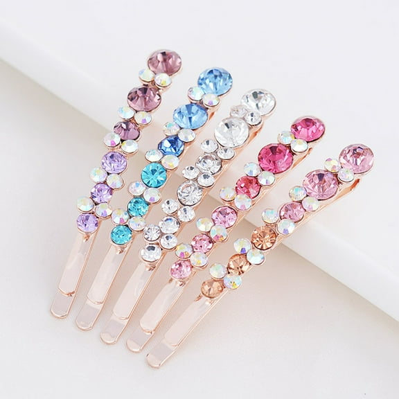 Meidiya 2Pcs Rhinestone Bobby Pin Shiny Hair Pin Slide Clip Decorations for Lady Women Girls