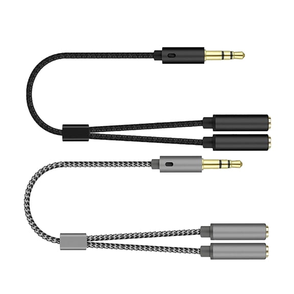 Meidiya 2Pcs Splitter Cable 3.5 mm 1 Male to 2 Dual Female Audio Cable For Computer Earphone Headset Headphone MP3 MP4 Stereo Plug Adapter Jack