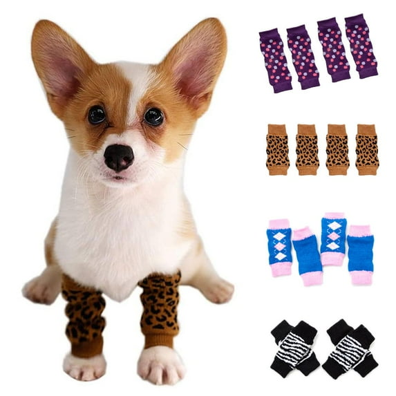 Meidiya 4Pcs/Set Cotton Dog Leg Warmer Dog Hock Protector Joint Supports Leg Hock Protector Dog Socks Knee Pads for Small Medium Dogs Cats