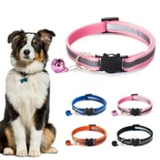 Meidiya 4Pcs/Set Reflective Cat Collars Breakaway with Bell,Basic Dog Cat Collar Buckle Adjustable Polyester Collar for Small Medium Large Dogs and Cats