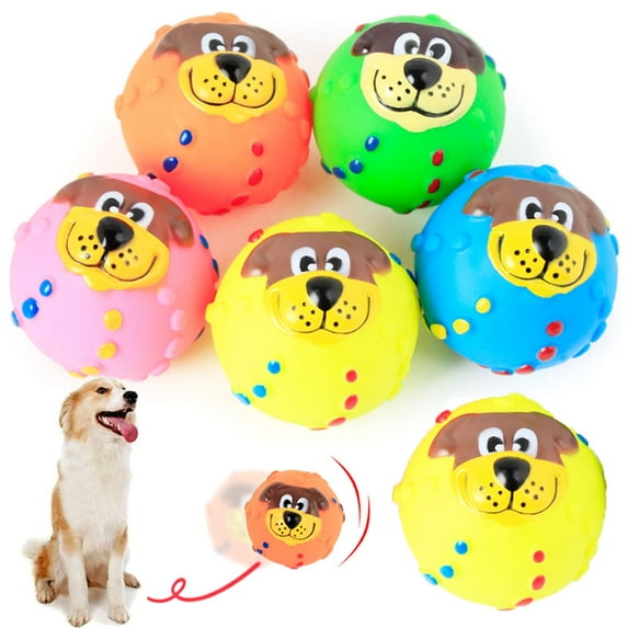 Meidiya 5-Piece Squeaky Dog Ball Toy Set, Multicolor