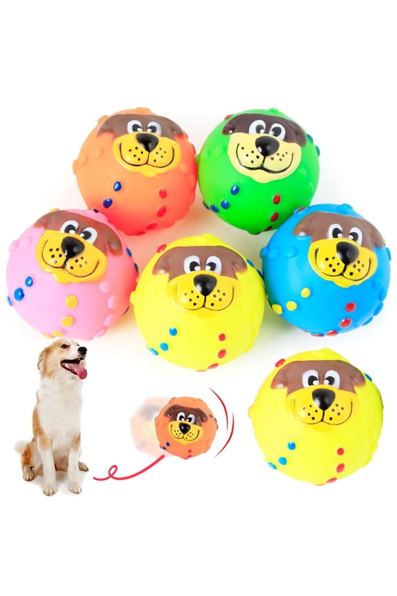 5-Piece Squeaky Dog Ball Toy Set, Multicolor