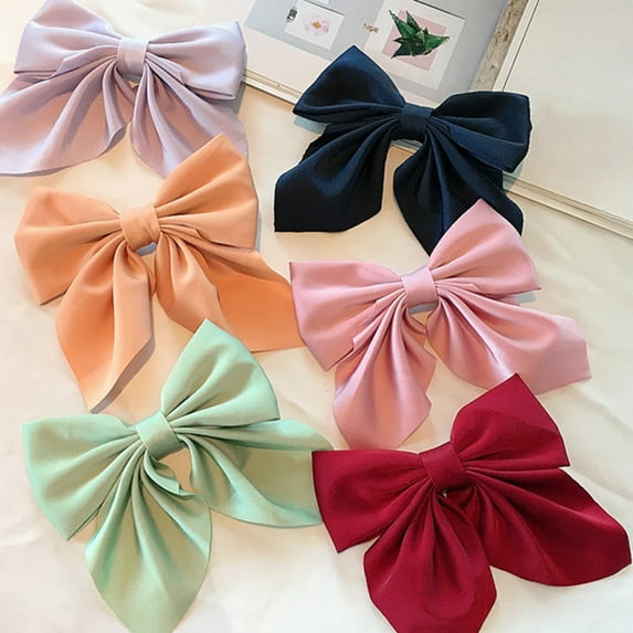 Meidiya 6 Pcs/Set Hair Bows Barrettes Clips Large Bows Hair Clip Vintage Accessories for Women Girls