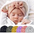 thumbnail image 1 of Meidiya 7 Pieces Baby Turban Hats Bow Tied Turban Bun Knot Baby Infant Beanie Baby Girl Soft Cute Toddler Cap, 1 of 8