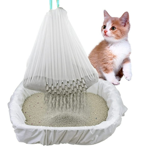 Meidiya 7Pcs/Pack Cat Litter Liners Large,Cats Sand Filter Bag Jumbo Drawstring Extra Durable Pet Cat Pan Liners Extra-Thick Kitty Litter Box Bag