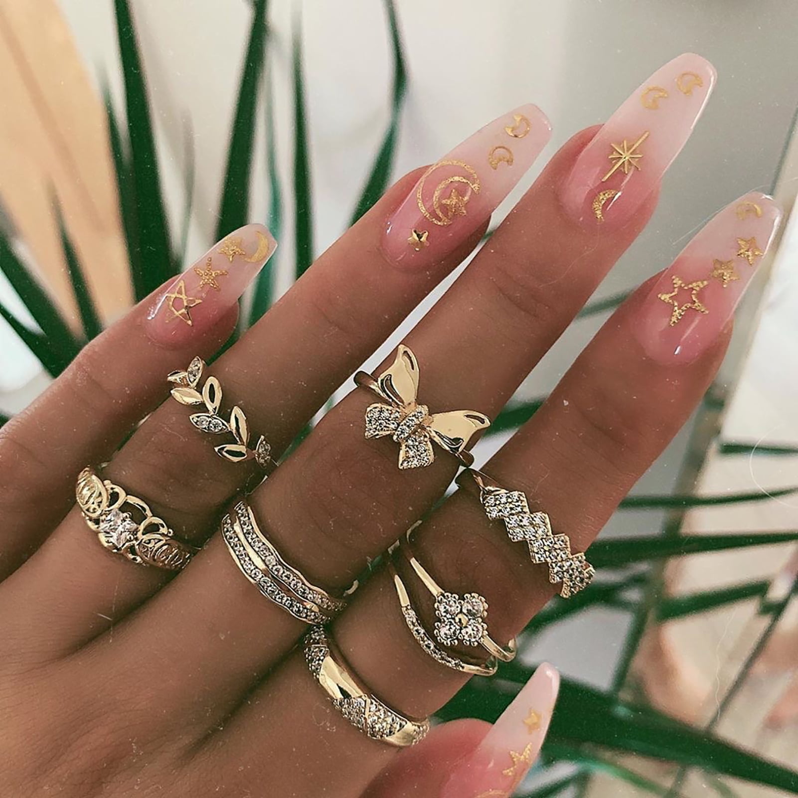 Baicccf Boho Gold Stacking Rings For Women Gold Knuckle Rings Set Simple  Star Moon Flower Rings For Teen Girls Stackable Aesthetic Rings Gifts For  Tee | Fruugo KR