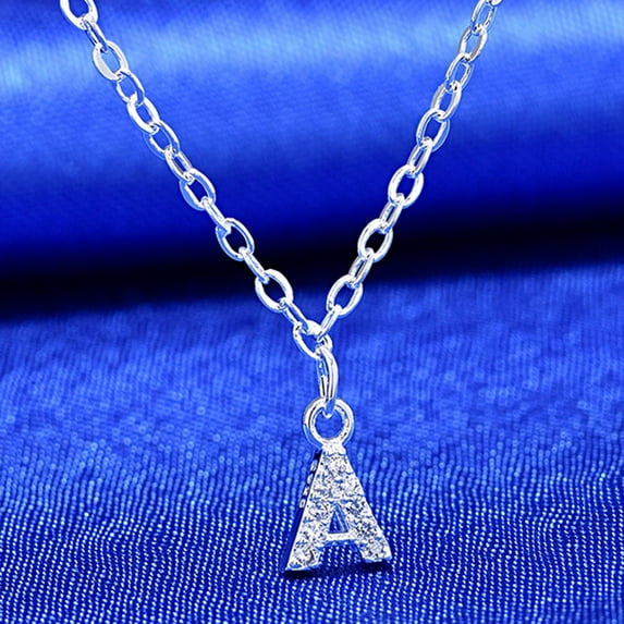 Meidiya 925 Sterling Silver Initial Alphabet Rhinestone Letters Pendant Necklace from A-Z,Best Gift for Woman Men and Birthday Great for Personalized and Custom Name Necklace
