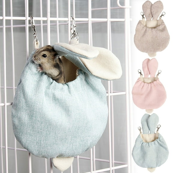 Meidiya Adorable Rabbit Ears Small Animals Warm Cage Hanging Hammock Bed Nest,Cozy Hamster Hideout for Rat Sugar Glider Ferret Squirrel