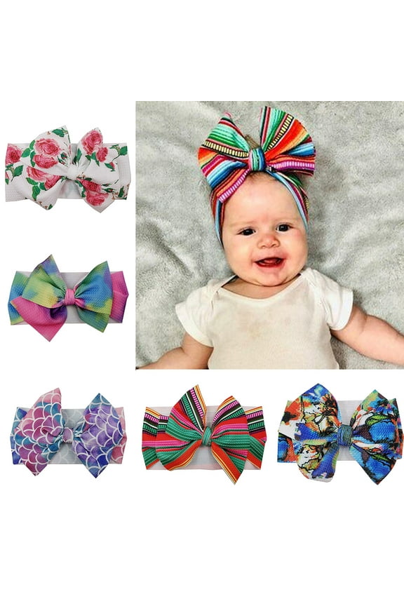Baby Bow Wide Turban Headbands Girls Big Hair Bows Head Wraps Newborn Infants Toddlers Hairbands