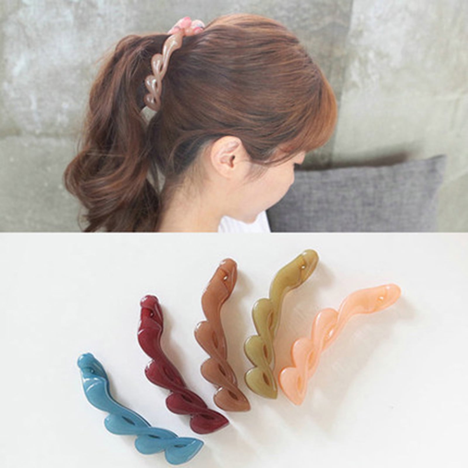 Meidiya Banana Hair Clips Vintage Small Flexible Banana Ponytail Holer ...