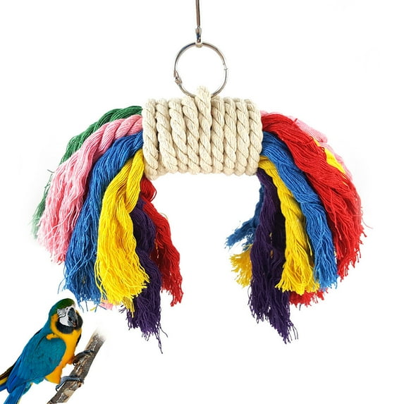 Meidiya Bird Parrot Chewing Toy,Colorful Cotton Rope Bite Chew Cage Hanging Toy for Cockatiels Macaws Parrots Small Medium Large Birds