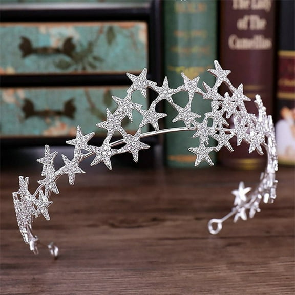 Meidiya Bling Rhinestone Star Crown Headbands for Women Teens Girls Birthday Wedding Tiara Bridal Hair Pieces