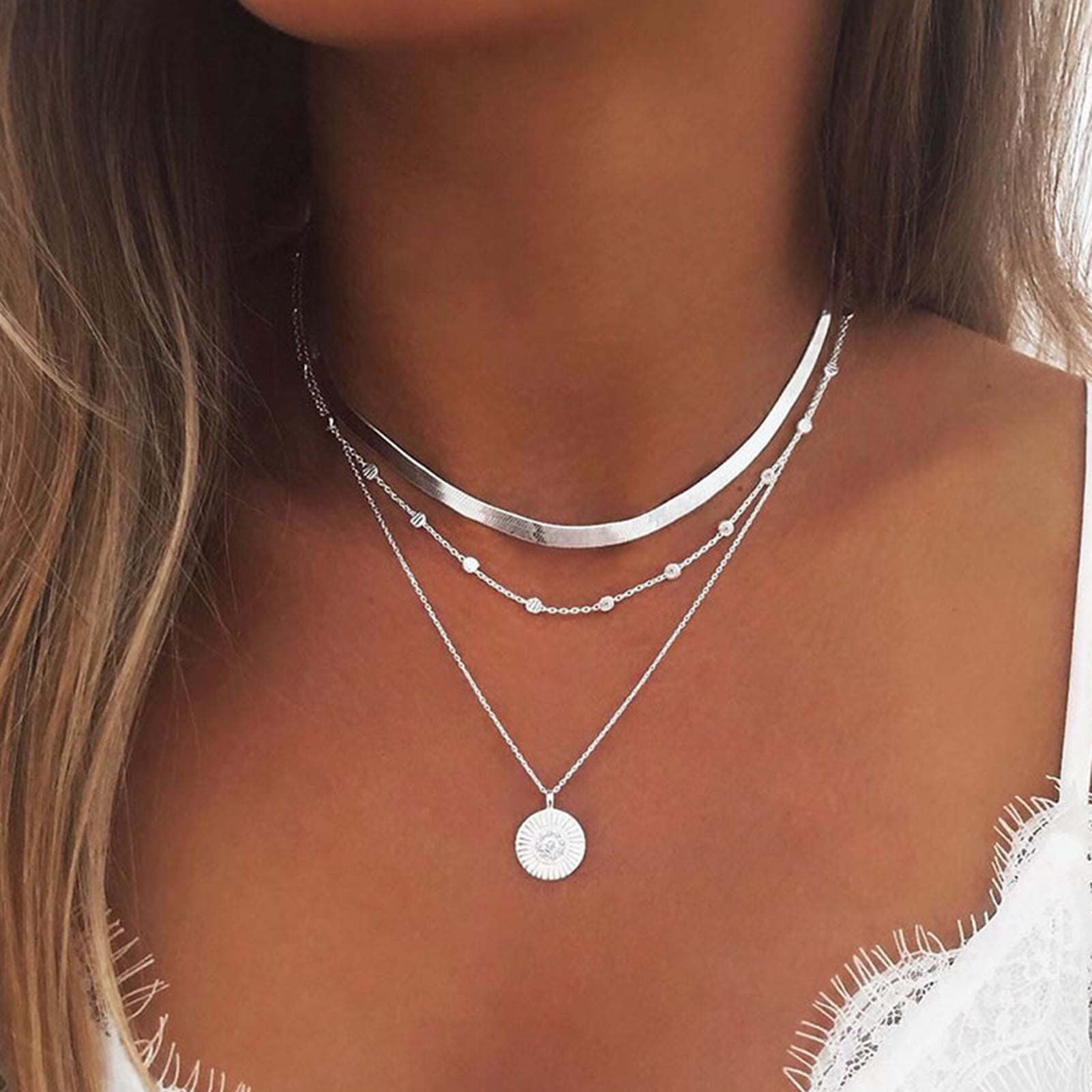 Buy EXGOX Layered Choker Necklace Pendant Dainty Mini Loose and Tiny Chokers  Layered Circle Necklace Bar Y Pendant 14K Real Gold Plated Necklace For  Women at Amazon.in