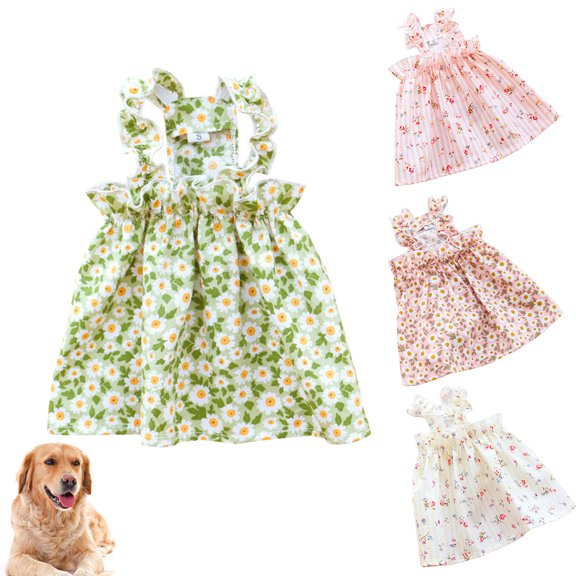 Meidiya Cotton Dog Dresses Cute Pattern Dog Sundress Thin Breathable Dog Outfits Pet Clothes for Doggie Cat Vest Puppy Shirts