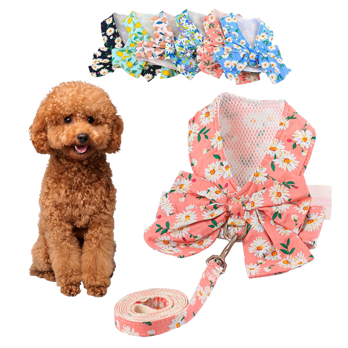 Meidiya Cute Cat Small Dog Harness and Leash Set,Female Daisy Pattern