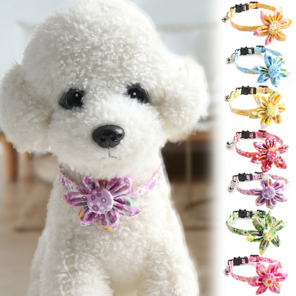 Meidiya Dog Collar with Flower for Girl Dog,Puppy Dog Collar Cute Girl Dog Collars with Bell Adjustable Floral Dog Collar for Puppy Small Dogs