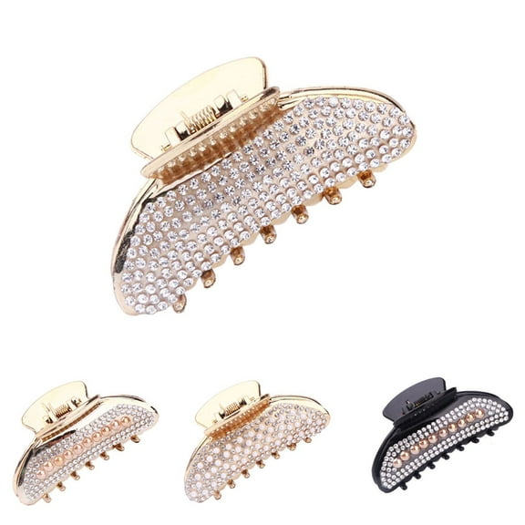 Meidiya Elegant Pearl Large Fancy Rhinestones Hair Clamp Hair Claw Clip, 90's Perfect Jaw Hair Clamps Nonslip Barrette Hair Accessories