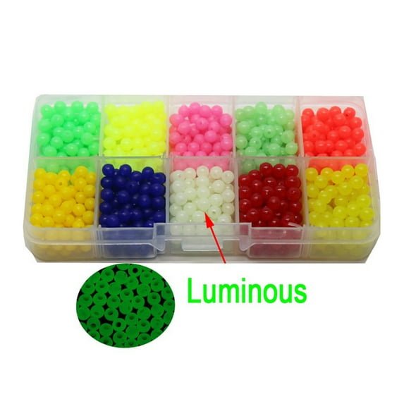 Meidiya Fishing Beads Assorted Set,1000Pcs/Set Luminous Beads 5mm Round Float Glow Fishing Rig Beads Fishing Lure Tackle