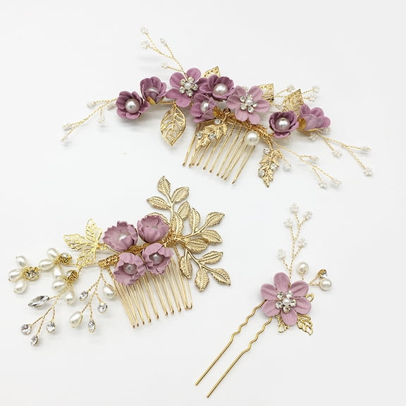 Meidiya Flower Crystal Bride Wedding Hair Comb Hair Accessories with Pearl Bridal Side Combs Headpiece for Women