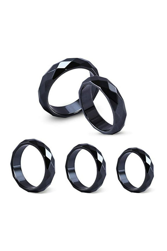 Genuine Hematite Magnetic Ring for Women Men, Black Hematite Stone Band Ring Anxiety Ring Balance Root Chakra, Absorbs Negative Energy Jewelry Gifts