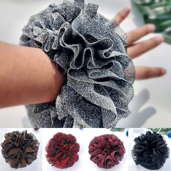 Meidiya Glitter Sparkly Hair Ties Floral Bows Elastics Rubber Bands Bubble Hair Ring Loop Stretchy Hair Band Scrunchies Ponytail Holder for Women