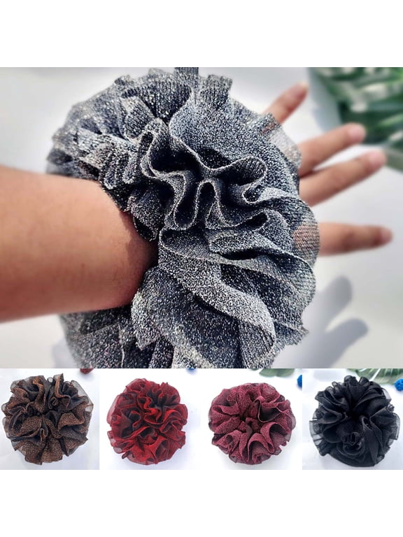 Glitter Sparkly Hair Ties Floral Bows Elastics Rubber Bands Bubble Hair Ring Loop Stretchy Hair Band Scrunchies Ponytail Holder for Women
