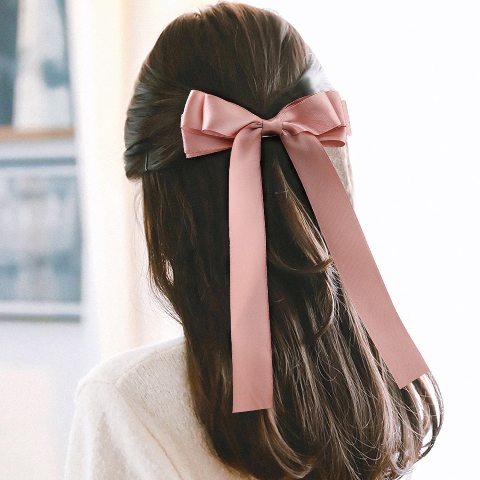 Meidiya Big Bow-knot Hair Barrette Clips Faux Pearl Double-layer Hair  Decoration Solid Color Elegant Women Hair Clip Hair Bow With Long Tail 