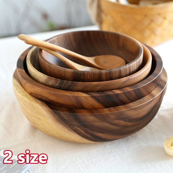 Meidiya Handmade Wood Bowl Japanese Style Solid Wood Bowl Serving Tableware for Rice,Soup,Dip,Fruit,Salad Kitchen Accessories