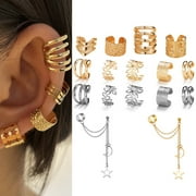 Chunky Ear Wraps Without Piercing Fixura Ear Clips - Adjustable Thin Chunky Pierceless Ear Cuffs For Women & Men, Silver & Gold Non-piercing Earrings