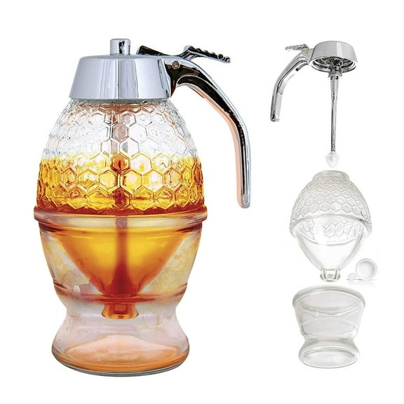 Meidiya Honey Dispenser,Press-type Honey Flavoring Bottle No Drip,Honey Jar Container Great for Syrup,Sugar,Sauces,Condiments Storage