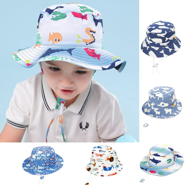 Meidiya Kids Cute Fish Pattern Print Sun Hat Foldable Bucket Hat Summer  Travel Outdoor Sun Protection Beach Fisherman Hat for Boys Girls 
