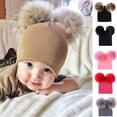 thumbnail image 1 of Meidiya Kids Winter Cute Warm Soft Pompom Hat Knitted Ski Beanie Hat Double Pom Beanie Cap for Girls Boys, 1 of 7