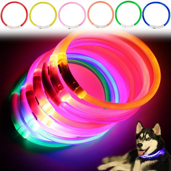 Meidiya LED Dog Collar Light - Rechargeable Light Up Puppy Collar,Plastic Glowing Dog Necklace for Small Medium Large Dogs and Cats