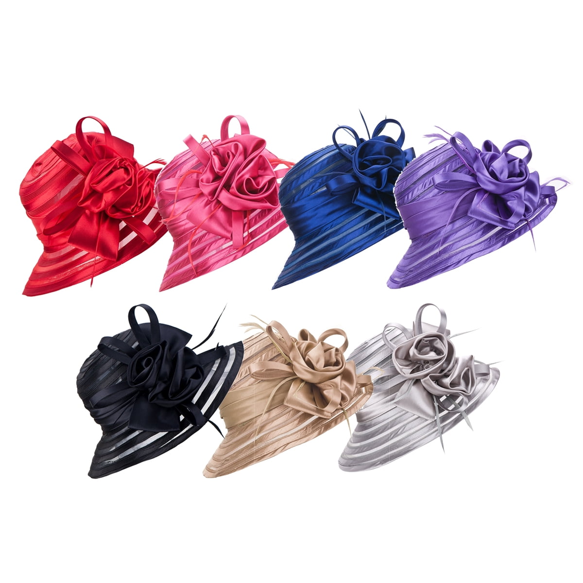 Meidiya Lady Derby Hat Floral Organza Church Bucket Hat Fascinators Wedding  Bowler Hats Wide Brim Sun Hat - Walmart.com