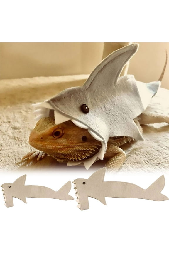 Lizard Clothes for Bearded Dragon - 3Pack Shark Costume Outfit Handmade Lizard Shark Apparel Skin Protection for Lizard Bearded Dragon Crested Gecko Chameleon Reptile