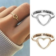 Meidiya Love Heart Rings for Friendship Geometric Hollow Peach Heart Engraved Letter Index Finger Rings Tiny Minimalist Finger Rings for Women Girls Graduation Gift