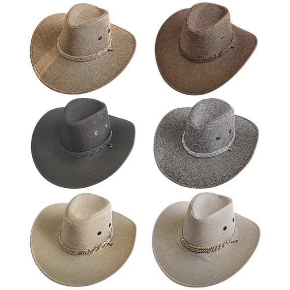 Meidiya Men's Cowboy Hat Straw Western Cowboy Hat Fedora Outdoor Wide Brim Hat with Strap and Belt