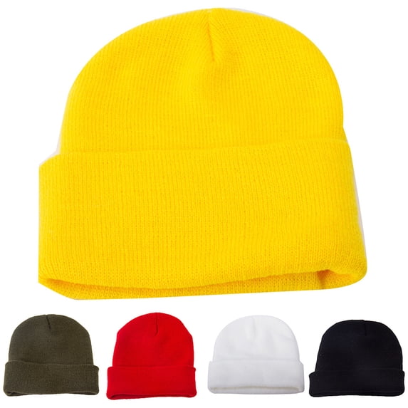 Meidiya Multicolor Winter Beanie Hats Warm Cozy Knitted Cuffed Skull Cap for Adults and Kids